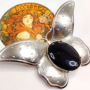 Vintage Cabochon Butterfly Brooch